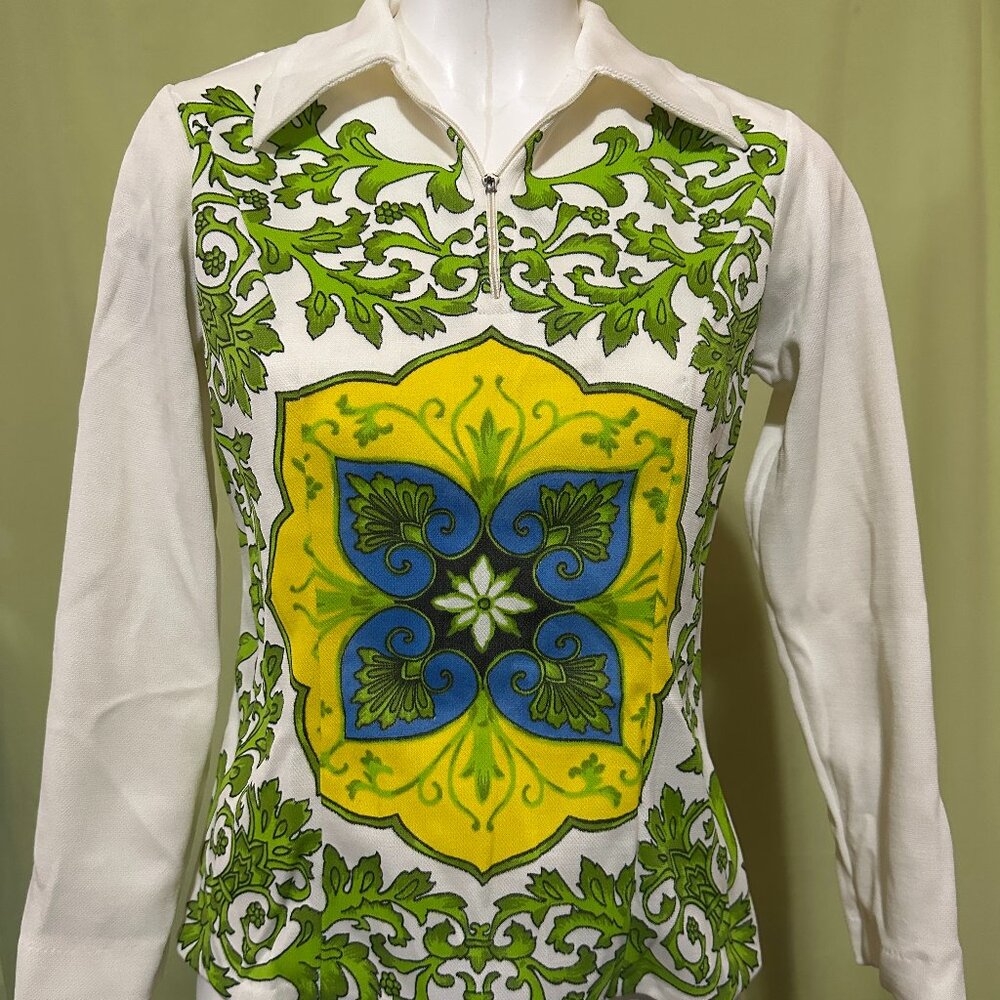 Vintage Daimaru Women's Long Sleeve Blouse Size Small Polyester